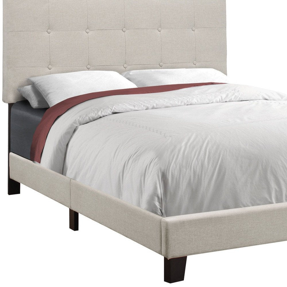 Gray Solid and Manufactured Wood Full Upholstered Linen Bed Frame