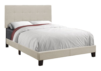Gray Solid and Manufactured Wood Full Upholstered Linen Bed Frame