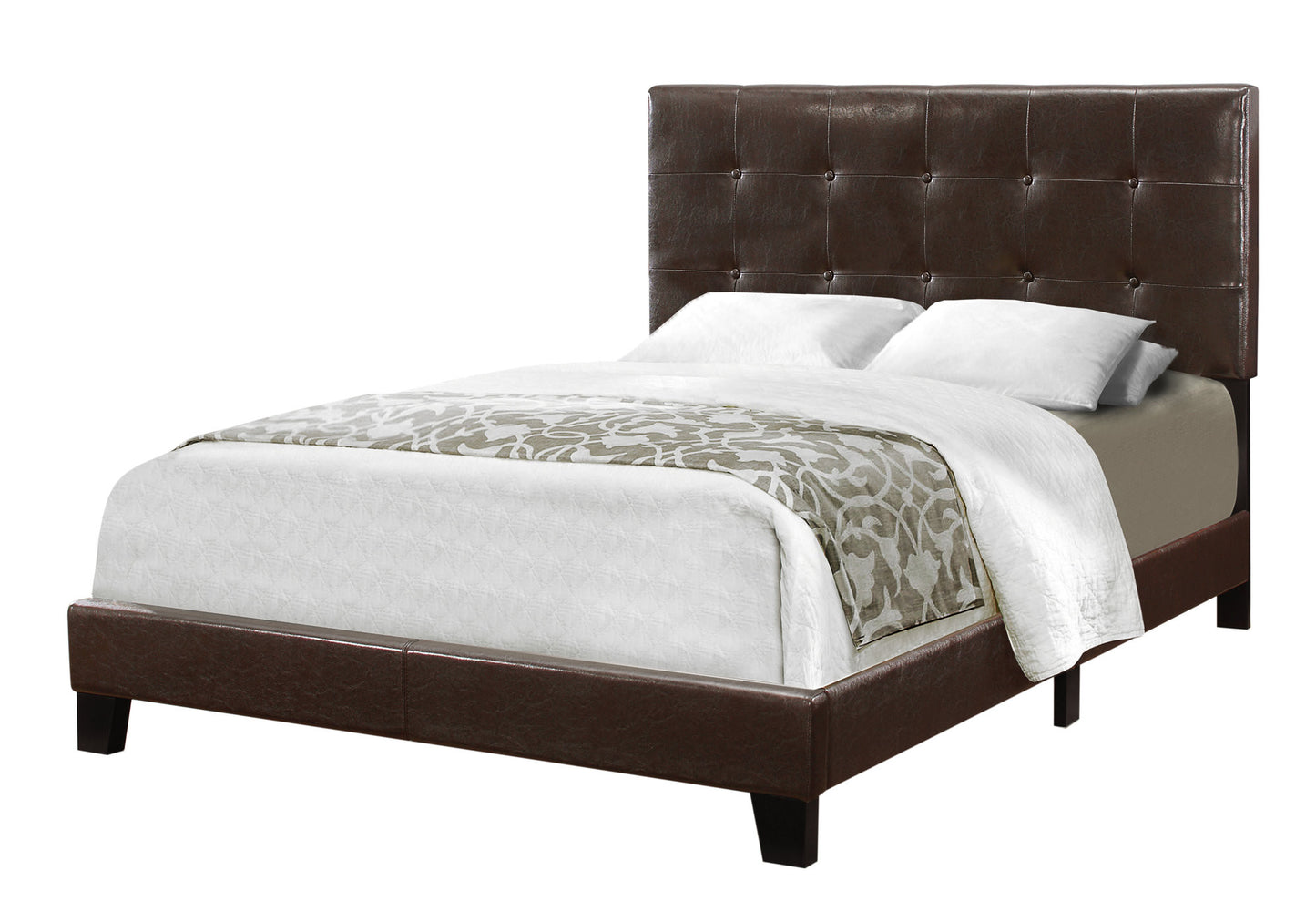 Gray Solid and Manufactured Wood Full Upholstered Linen Bed Frame