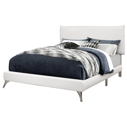 Solid Wood Queen Gray Upholstered Linen Bed With Nailhead Trim