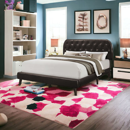 Tufted Brown Standard Bed Upholstered With Headboard