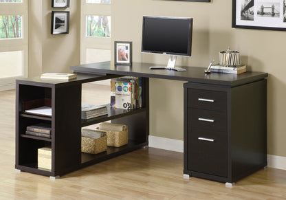 47" Gray and Black L Shape Computer Desk With Three Drawers