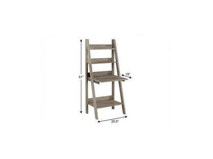 26" Taupe Wood Ladder Desk
