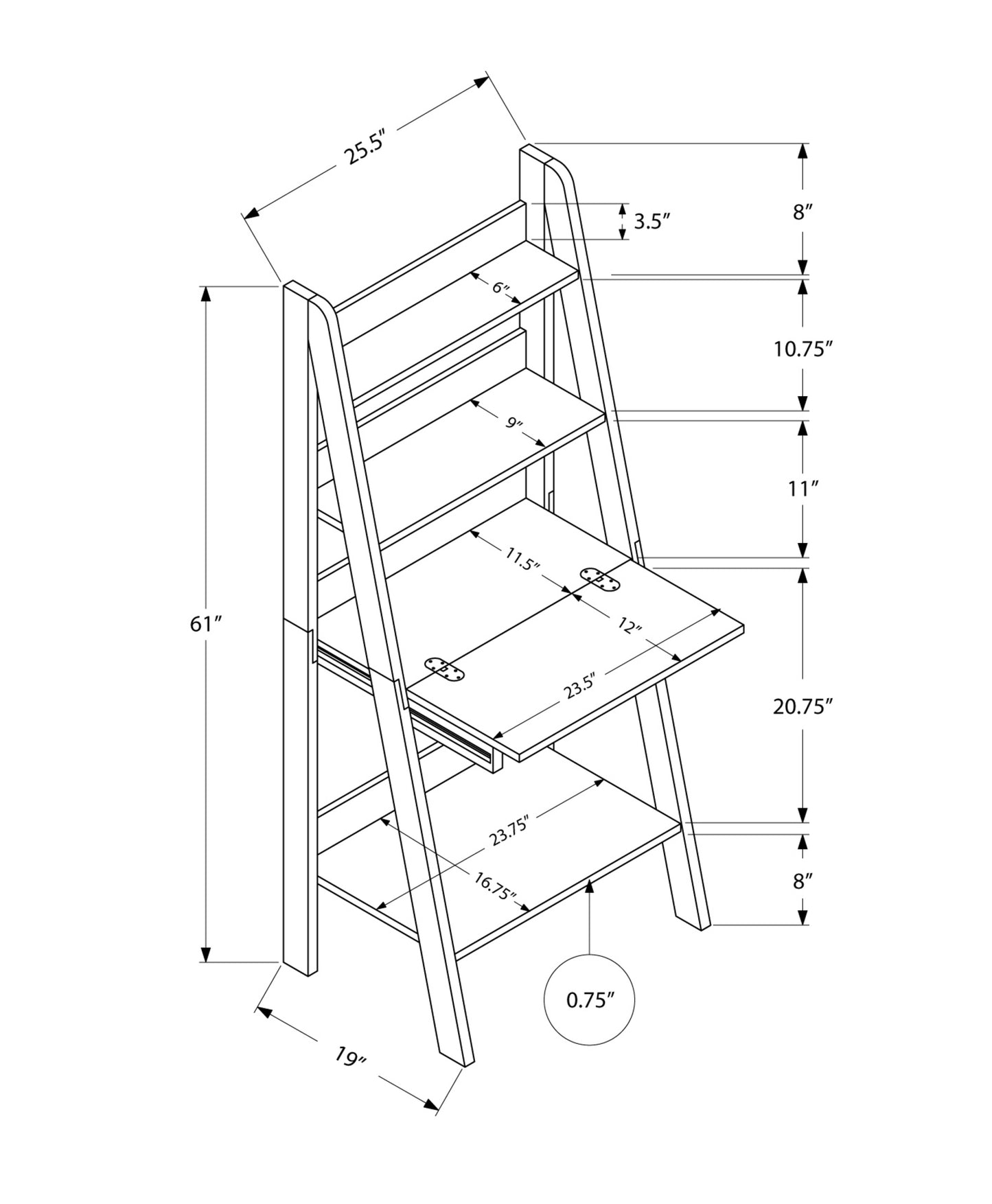 19" Taupe Ladder Desk