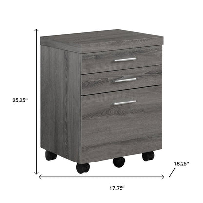 25" Gray Particle Board Filing Cabinet With Drawers