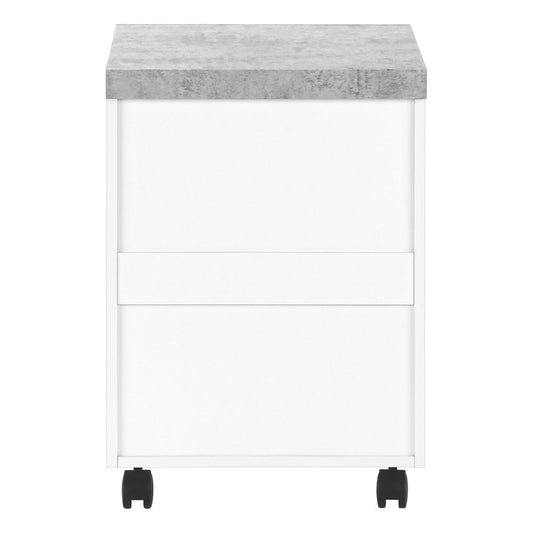 25" White And Gray Particle Board and Wood Filing Cabinet With Drawers