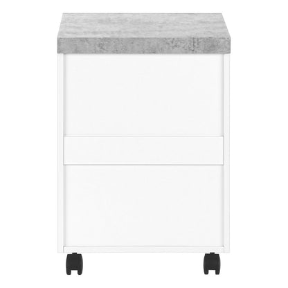 25" White And Gray Particle Board and Wood Filing Cabinet With Drawers