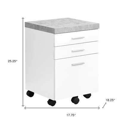 25" White And Gray Particle Board and Wood Filing Cabinet With Drawers