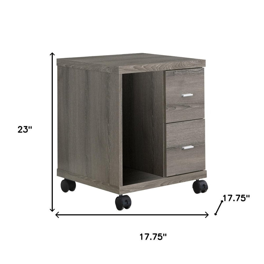 17.75" X 17.75" X 23" Dark Taupe Particle Board Hollow Core 2 Drawers  Office Cabinet