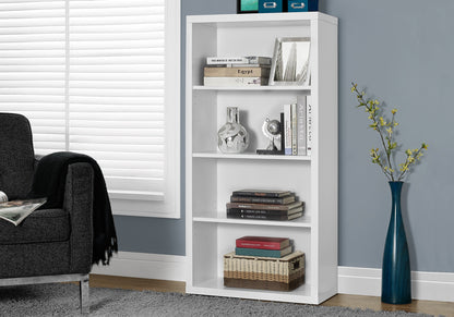 White Wood Adjustable Four Tier Bookcase