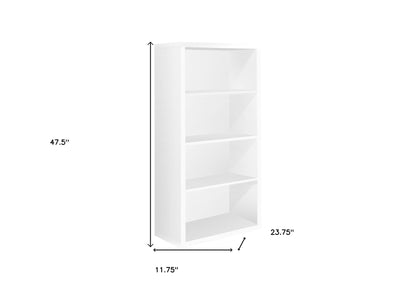 White Wood Adjustable Four Tier Bookcase