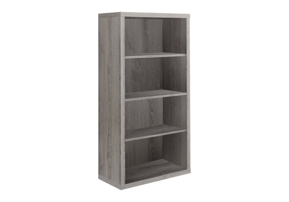 48" Black And Gray Distressed Wood Adjustable Four Tier Bookcase