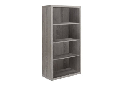 48" Black And Gray Distressed Wood Adjustable Four Tier Bookcase