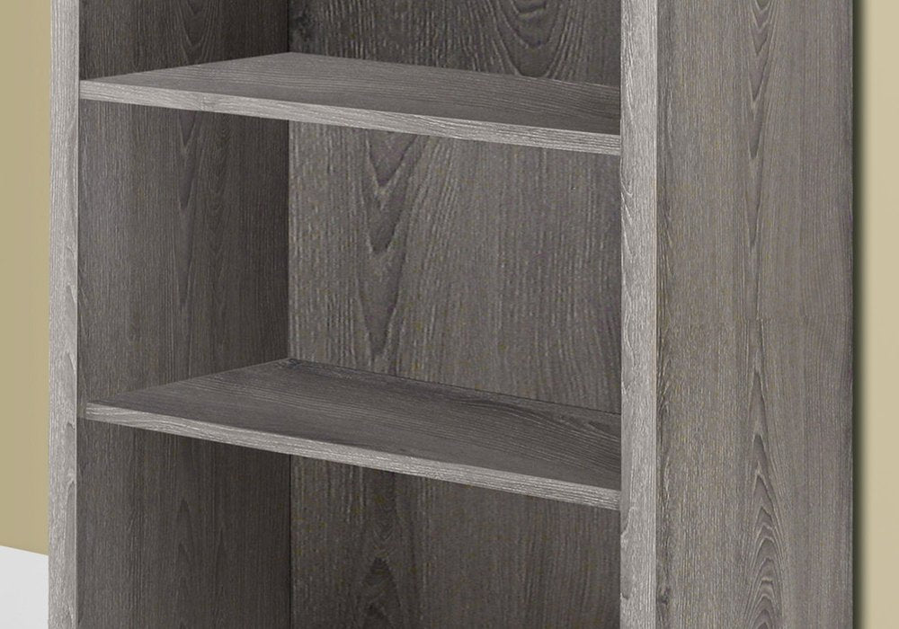 48" Brown Distressed Wood Adjustable Four Tier Bookcase