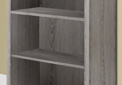 48" Black And Gray Distressed Wood Adjustable Four Tier Bookcase