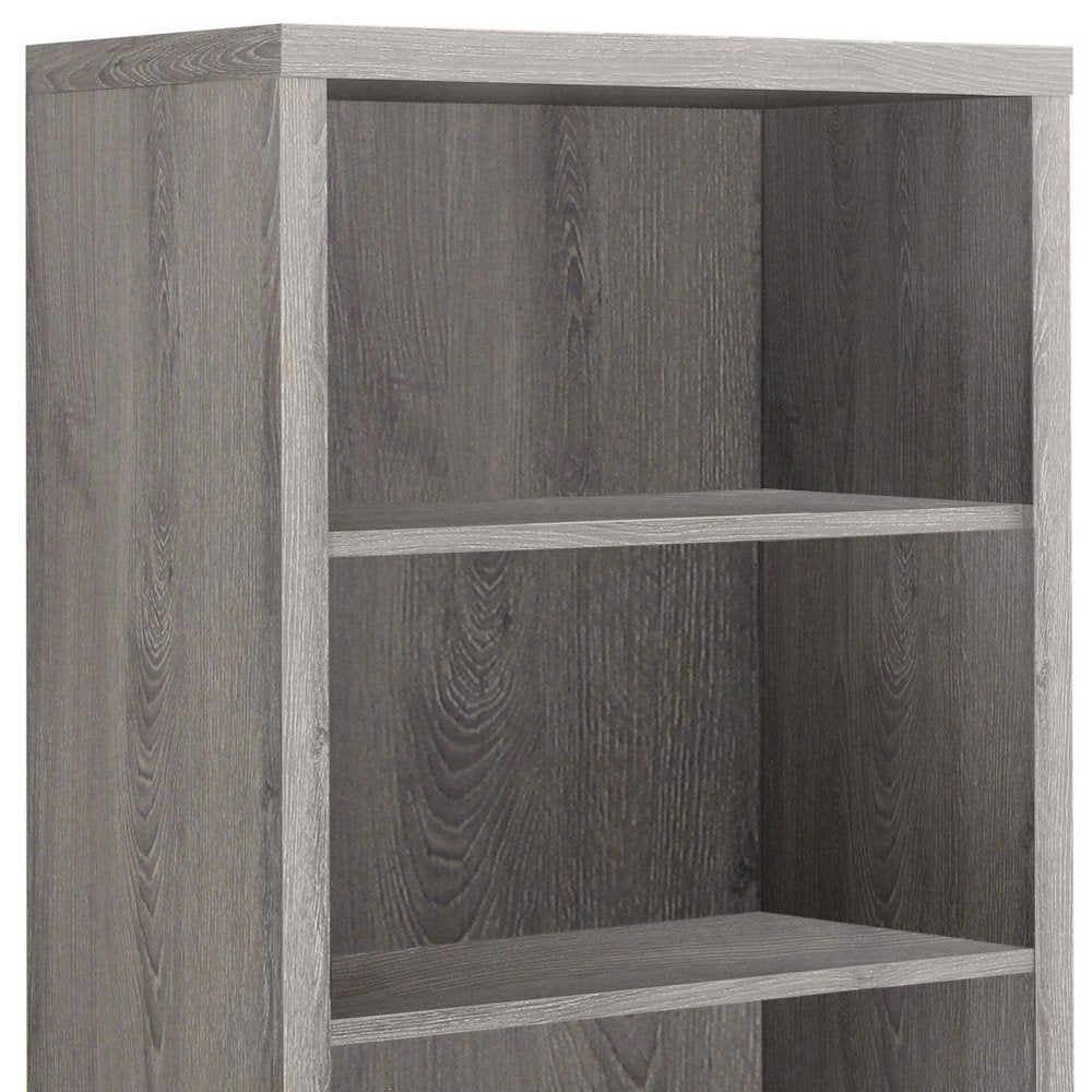 48" Black And Gray Distressed Wood Adjustable Four Tier Bookcase