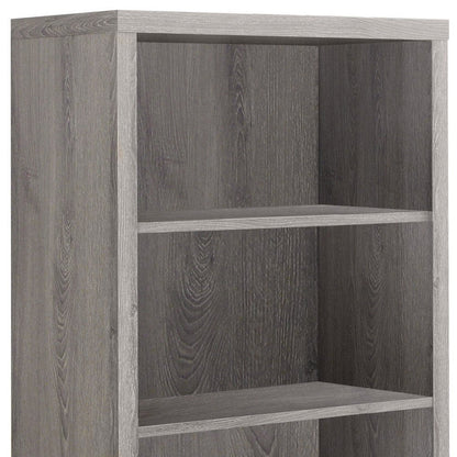 48" Black And Gray Distressed Wood Adjustable Four Tier Bookcase