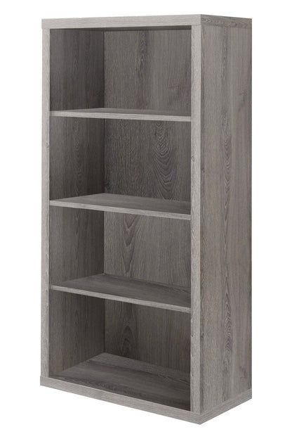 48" Black And Gray Distressed Wood Adjustable Four Tier Bookcase
