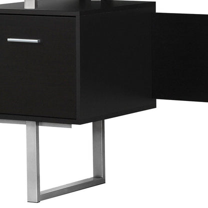 60" White and Silver Computer Desk With Three Drawers