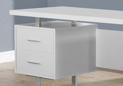 60" Taupe and Silver Computer Desk With Three Drawers