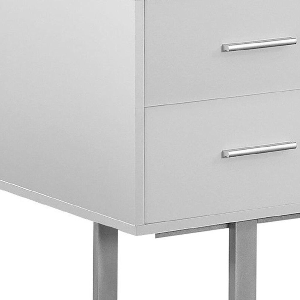 60" Taupe and Silver Computer Desk With Three Drawers