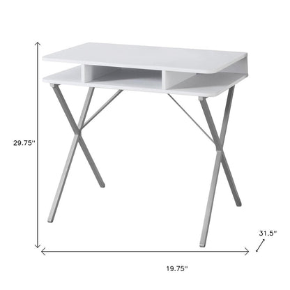 20" White and Silver Computer Desk