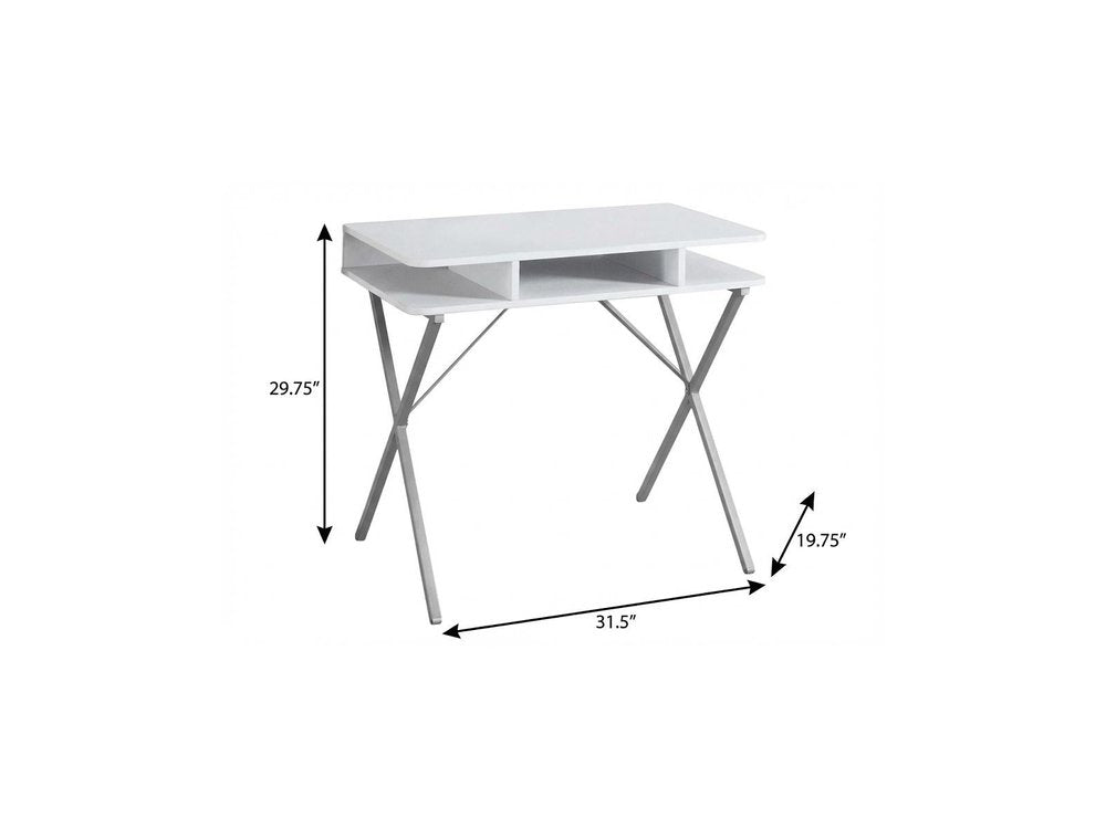 32" White and Silver Computer Desk