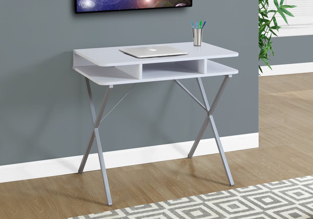 20" White and Silver Computer Desk