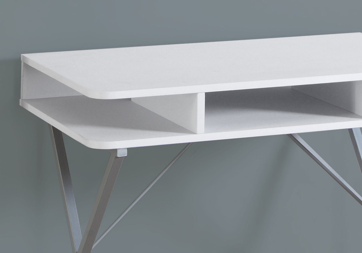 20" White and Silver Computer Desk