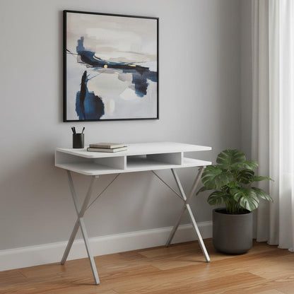 20" White and Silver Computer Desk