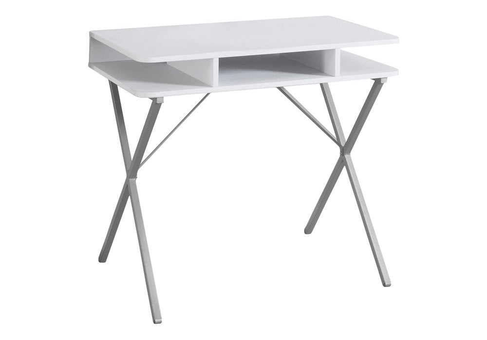 32" White and Silver Computer Desk