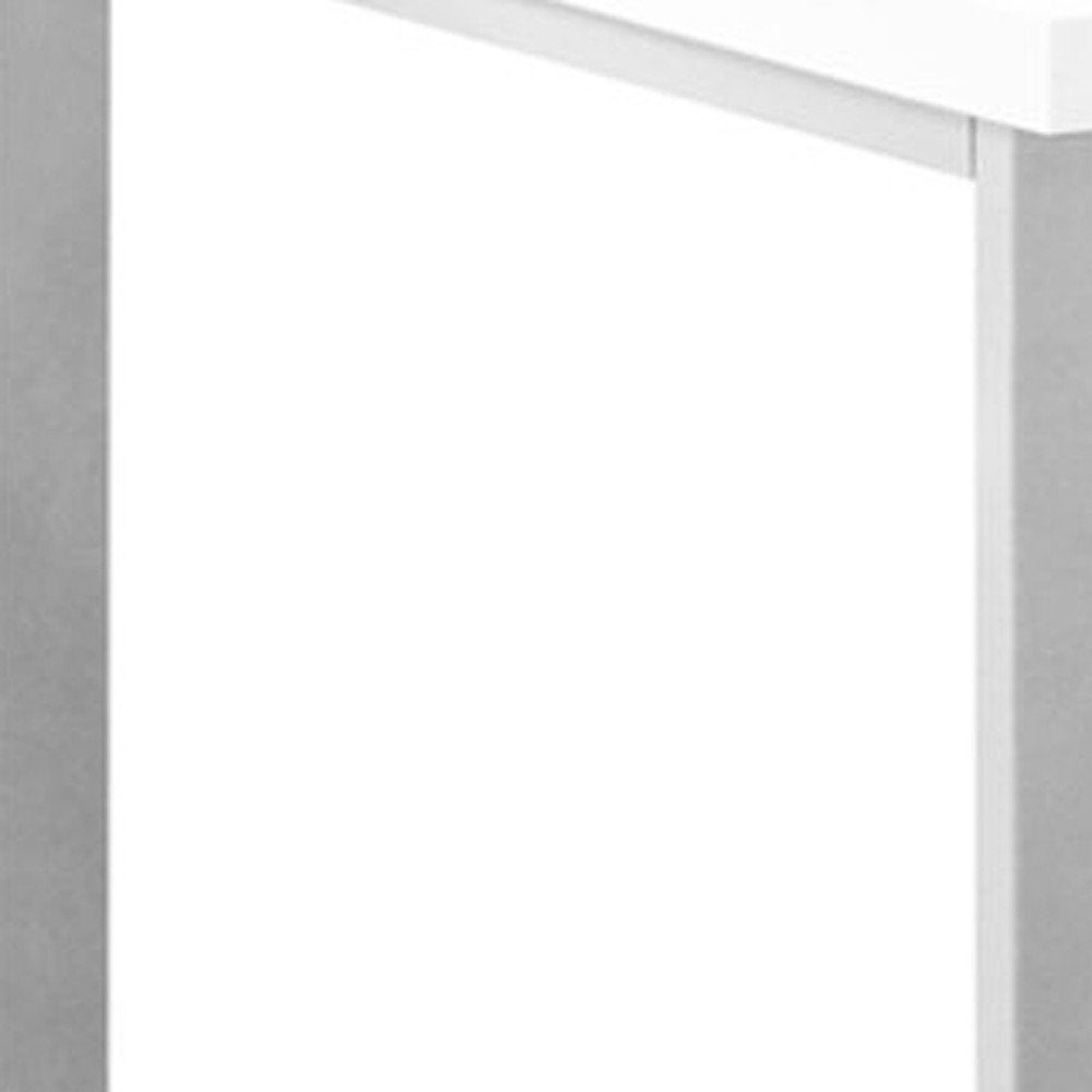 47" White and Silver L Shape Computer Desk With Three Drawers