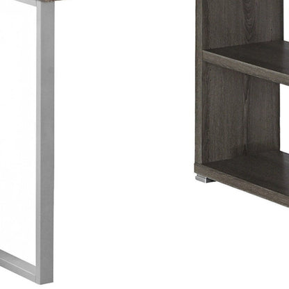 47" White and Silver L Shape Computer Desk With Three Drawers