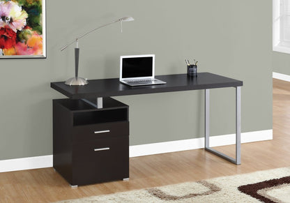 24" White and Silver Computer Desk With Two Drawers