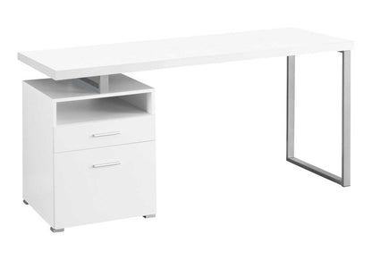 24" White and Silver Computer Desk With Two Drawers