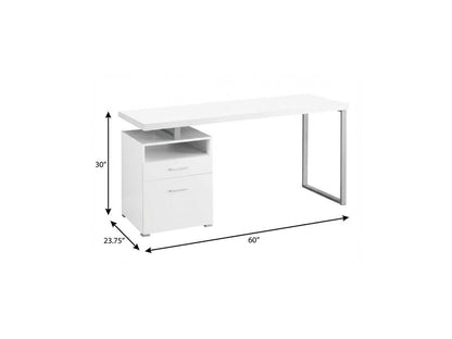 60" Dark Brown and Silver Computer Desk With Two Drawers