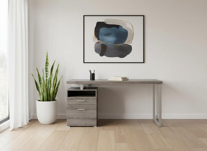 24" White and Silver Computer Desk With Two Drawers