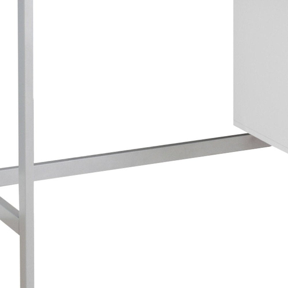 47" White and Silver Computer Desk With Two Drawers