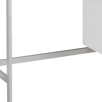 47" White and Silver Computer Desk With Two Drawers