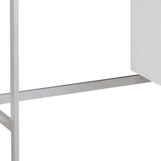 47" White and Silver Computer Desk With Two Drawers