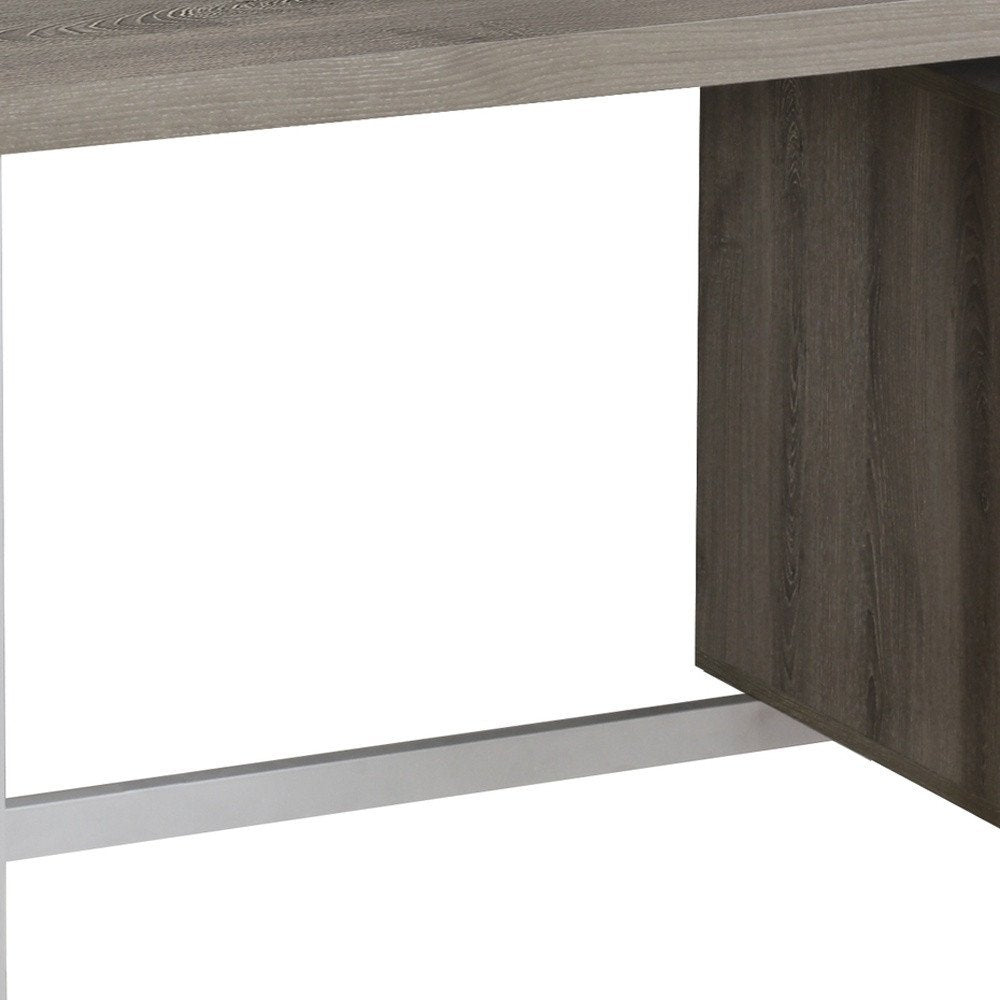 47" White and Silver Computer Desk With Two Drawers