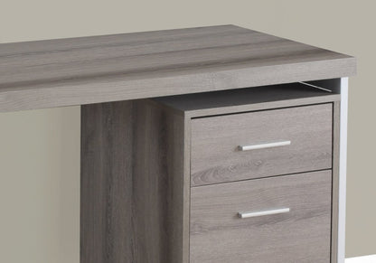 47" White and Silver Computer Desk With Two Drawers