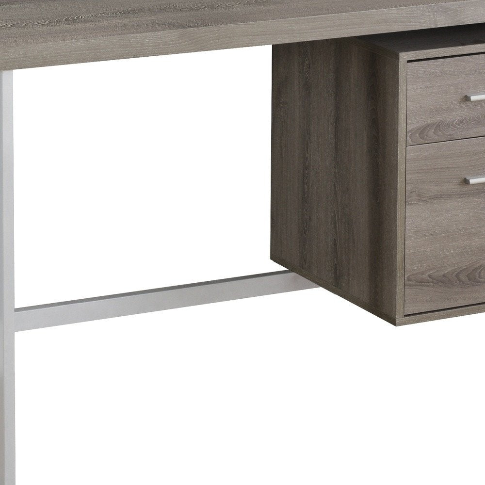 47" White and Silver Computer Desk With Two Drawers