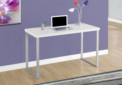 24" White and Silver Computer Desk