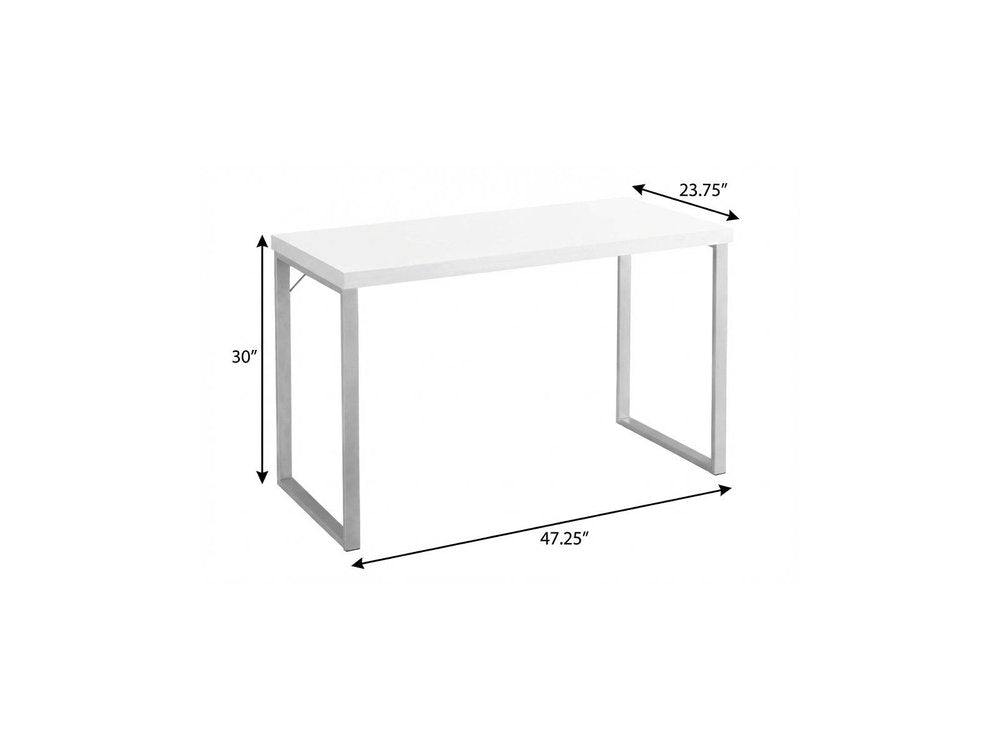 47" White and Silver Computer Desk