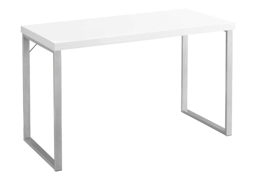 47" White and Silver Computer Desk