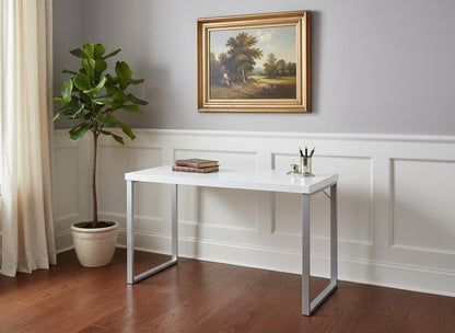 47" White and Silver Computer Desk