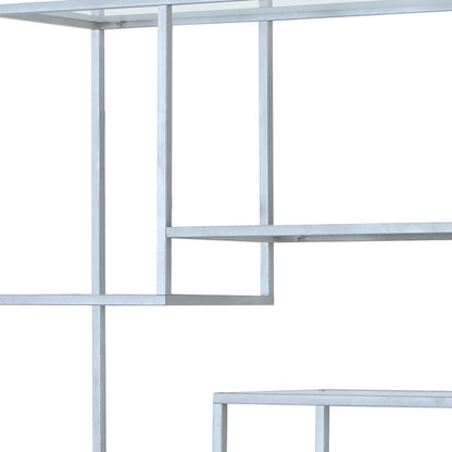 72" White Metal and Glass Nine Tier Etagere Bookcase