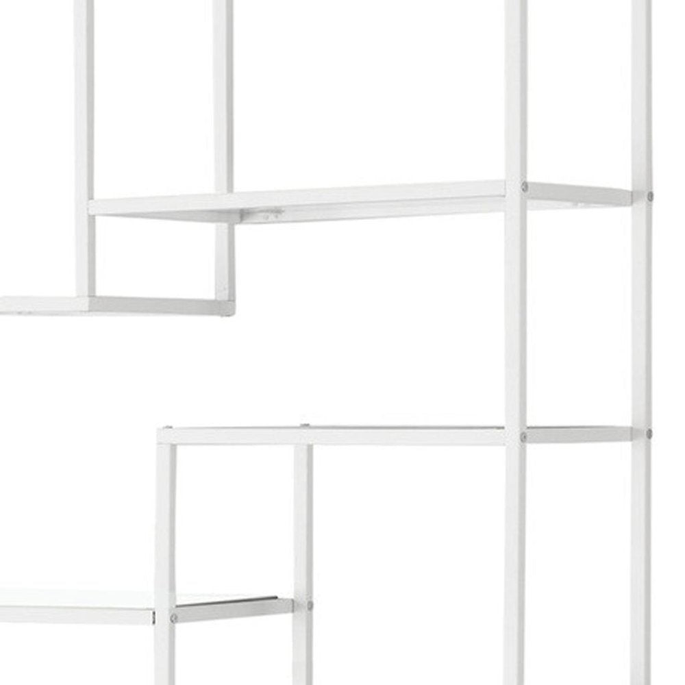 72" Silver And Clear Metal and Glass Nine Tier Etagere Bookcase