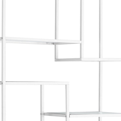 72" Silver And Clear Metal and Glass Nine Tier Etagere Bookcase